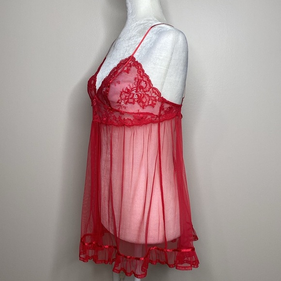 Victoria's Secret Red Lace Chemise with Ruffle Hem - Picture 3 of 8